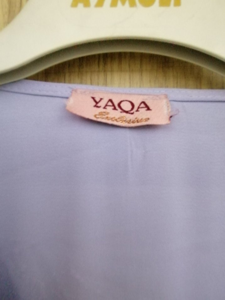 Mor İşlemeli Drapeli Uzun Abaya YaQa marka - Görsel 4