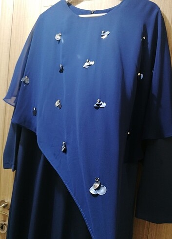 ACCORT 48 BEDEN ABİYE ELBİSE MAVİ RENK - Görsel 11