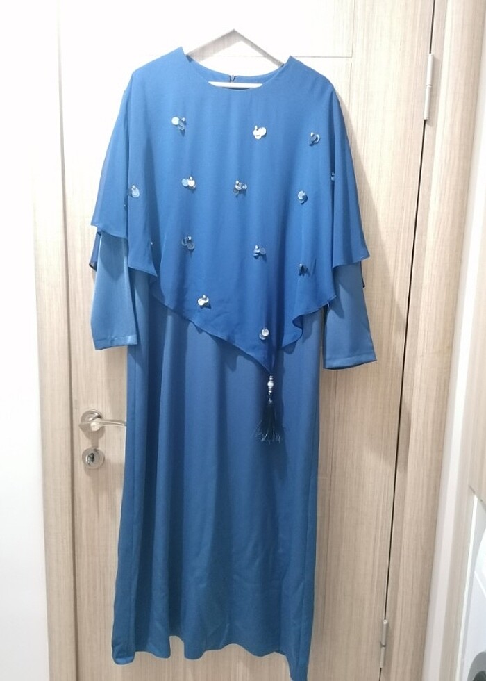 ACCORT 48 BEDEN ABİYE ELBİSE MAVİ RENK - Görsel 2