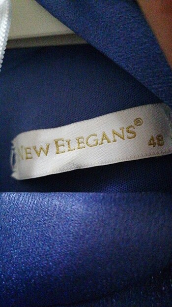 New Elegans marka 48 beden simli mavi Abiye elbise - Görsel 6