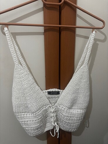 beyaz örme crop top