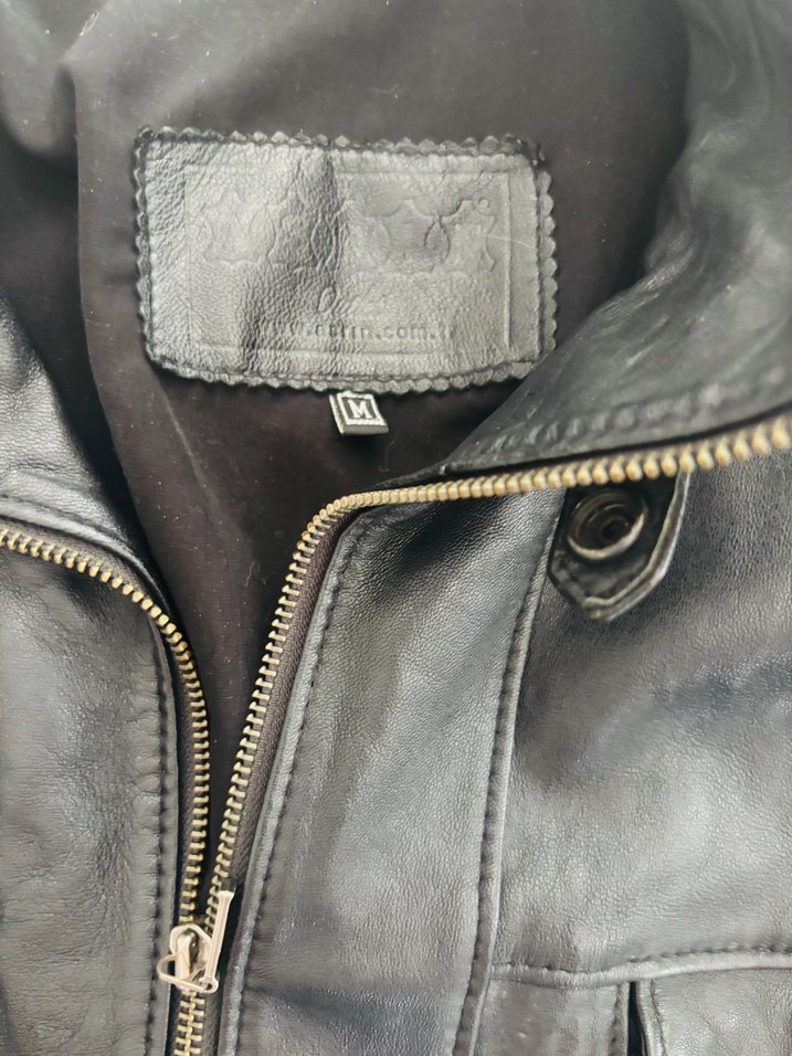 Siyah Deri Biker Ceket ASRIN DERİ MARKA VINTAGE — görsel 2/6