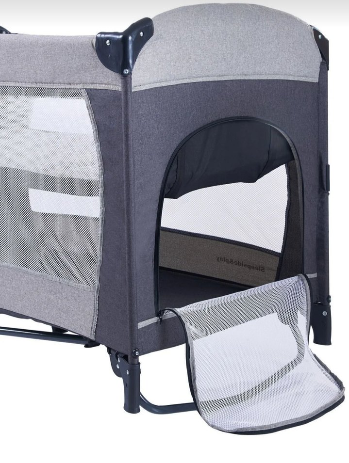 Gri Sallanma Aparatlı Oyun Parkı ve Yatak - Görsel 5