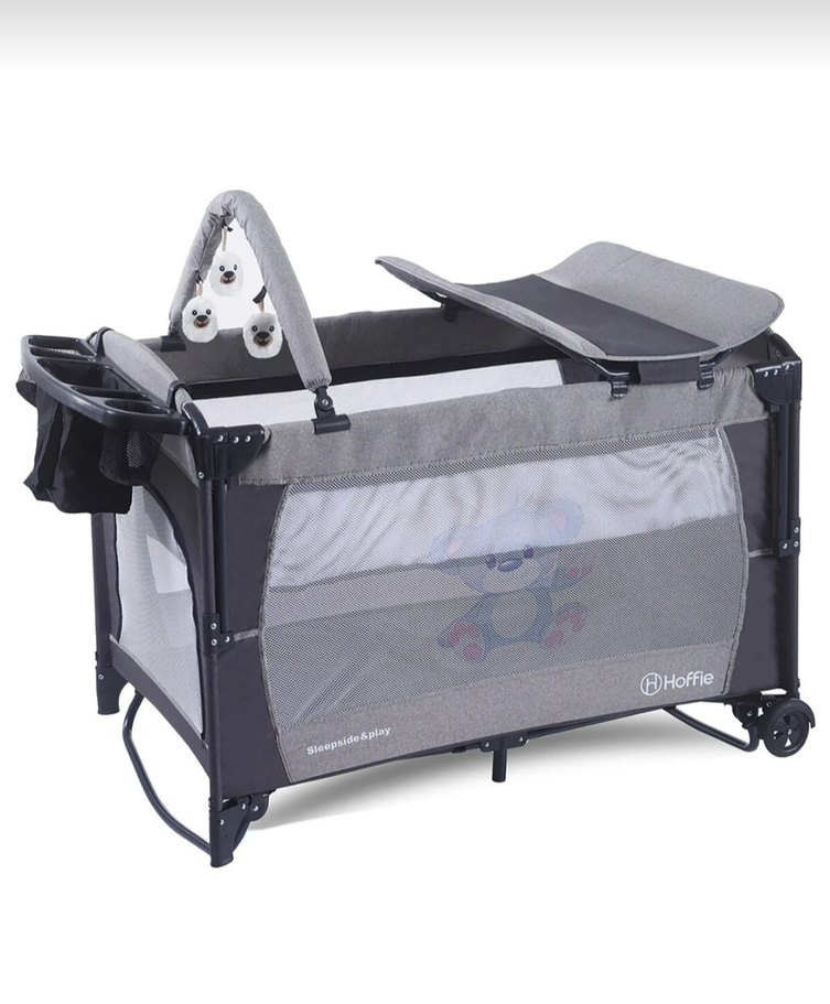 Gri Sallanma Aparatlı Oyun Parkı ve Yatak - Görsel 2