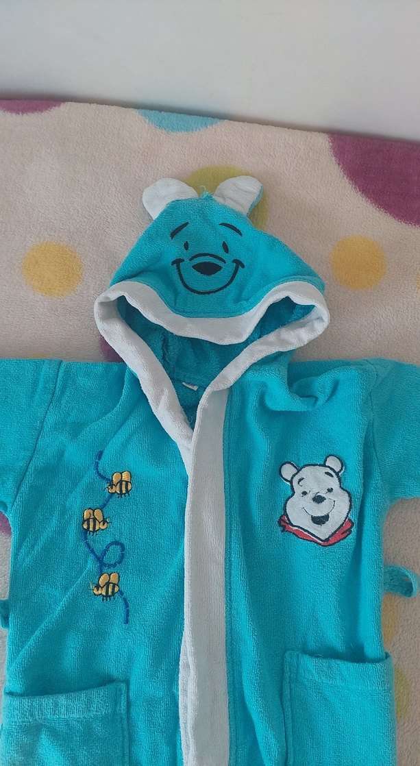 Kapüşonlu Erkek Çocuk Bornoz - Mavi - Görsel 2