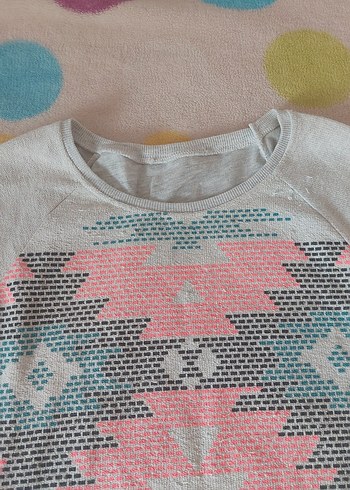 Bohem Çok Renkli Kız Uzun Kollu Triko Bluz - Görsel 3