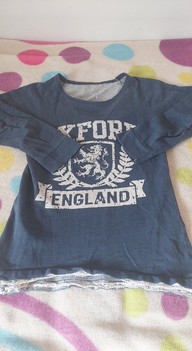 Kızlar için mavi uzun kollu baskılı tişört - Görsel 2