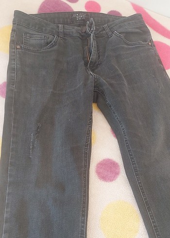 Gri Batik Desenli Bol Kesim erkek Kot Pantolon - Görsel 2