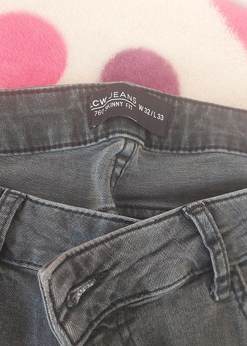 Gri Bağcıklı Salaş Midi Kot Pantolon - Görsel 3