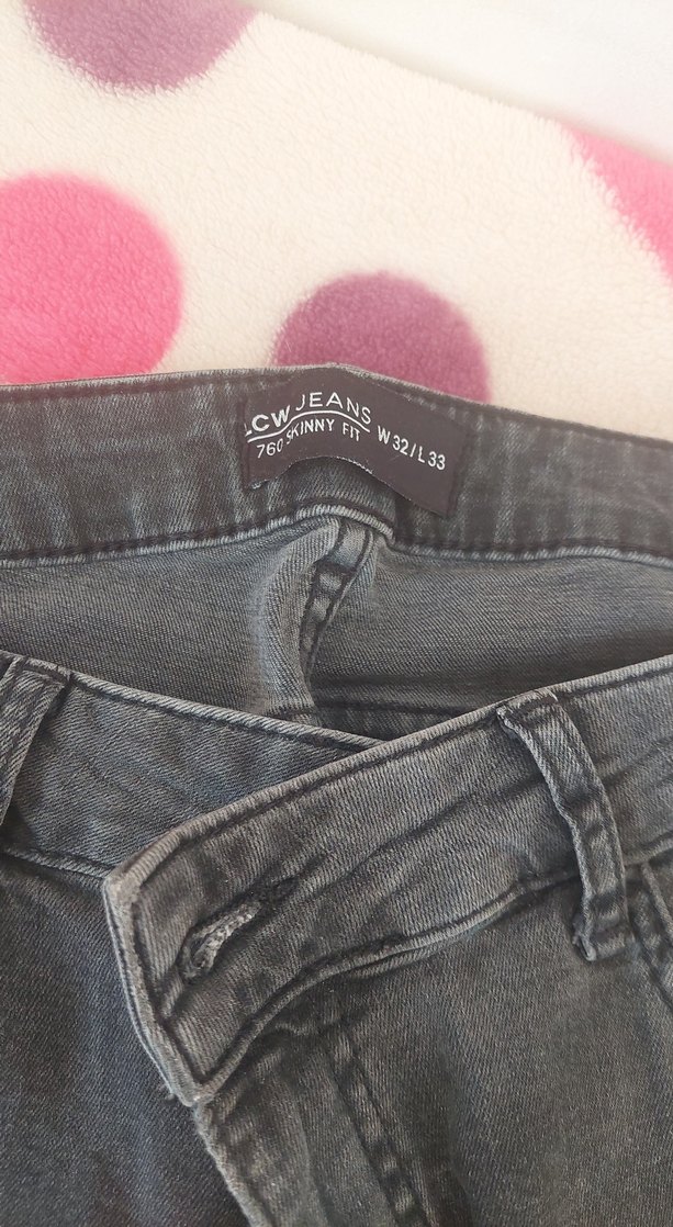 Gri Bağcıklı Salaş Midi Kot Pantolon - Görsel 3