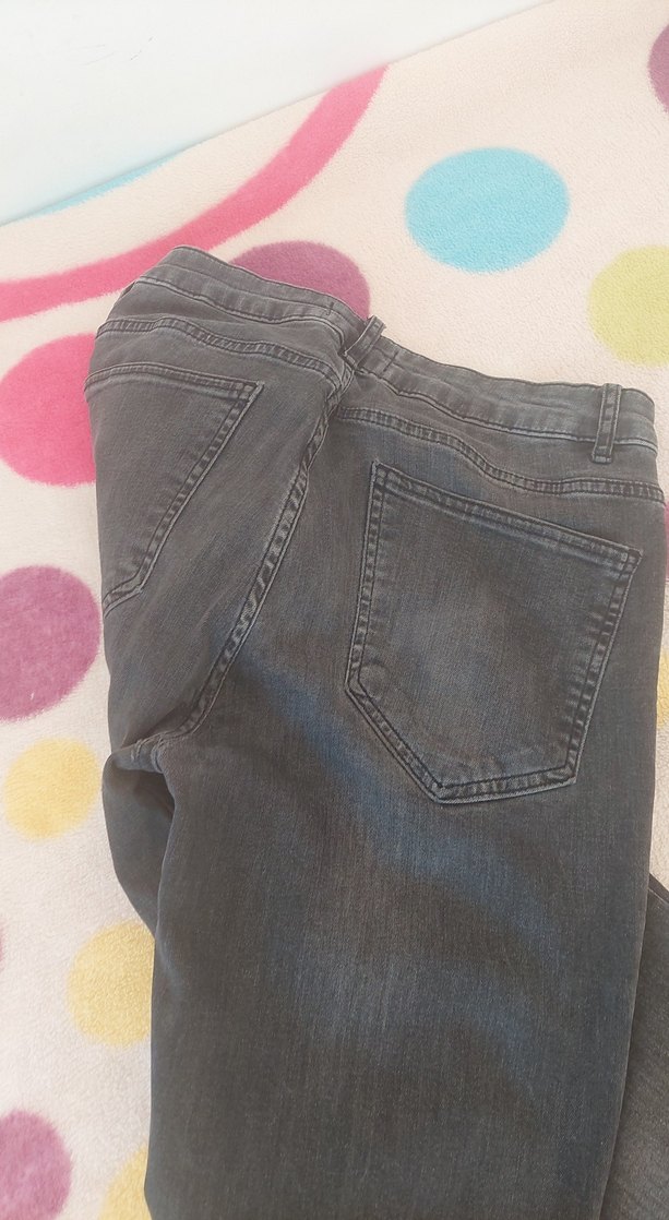 Gri Bağcıklı Salaş Midi Kot Pantolon - Görsel 4