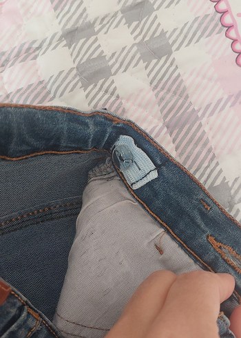 24-36 Ay Beden Erkek Çocuk Gri Mavi Batik Desenli Kot Pantolon