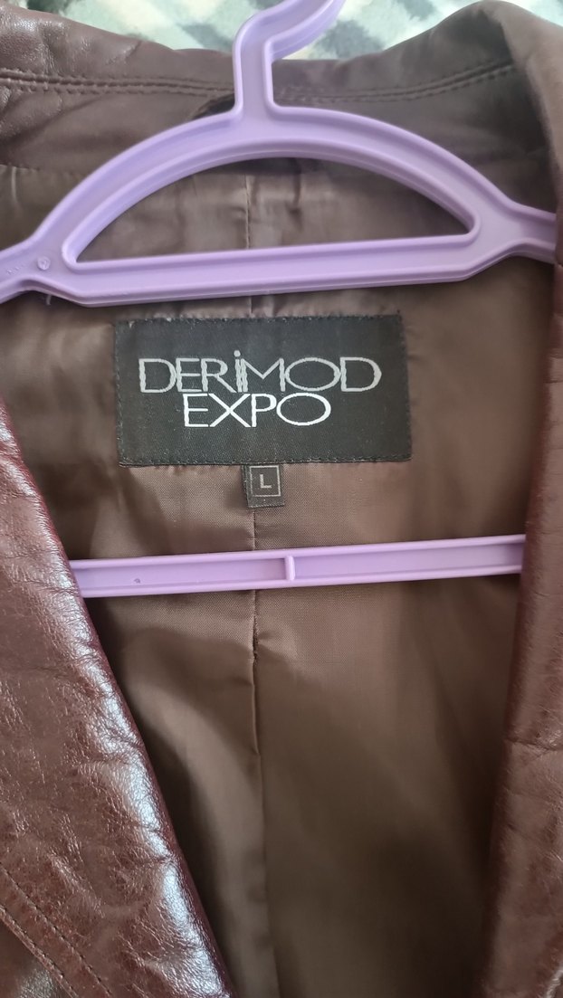 Kahverengi Düğmeli Deri Kadın Ceket - Görsel 4