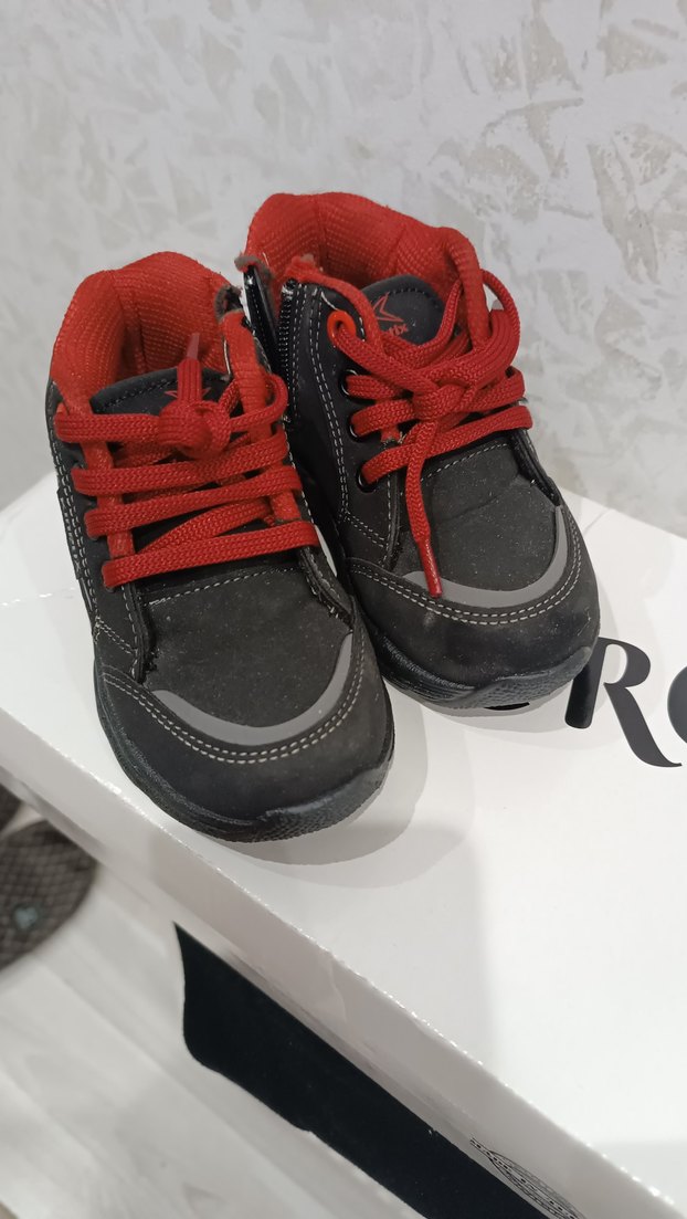 Kızıl ve Gri Erkek Çocuk Spor Ayakkabı Velcro - Görsel 2