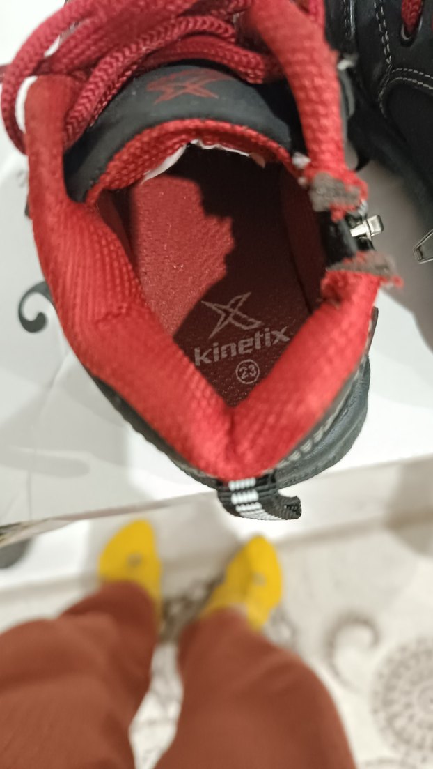 Kızıl ve Gri Erkek Çocuk Spor Ayakkabı Velcro - Görsel 4