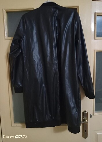 44 Beden siyah Renk Deri trenchcoat