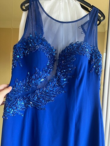 xl Beden Saks mavisi balık model abiye