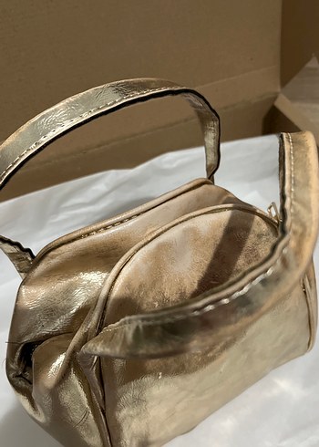 Altın Rengi Deri Kadın Çanta - Görsel 2