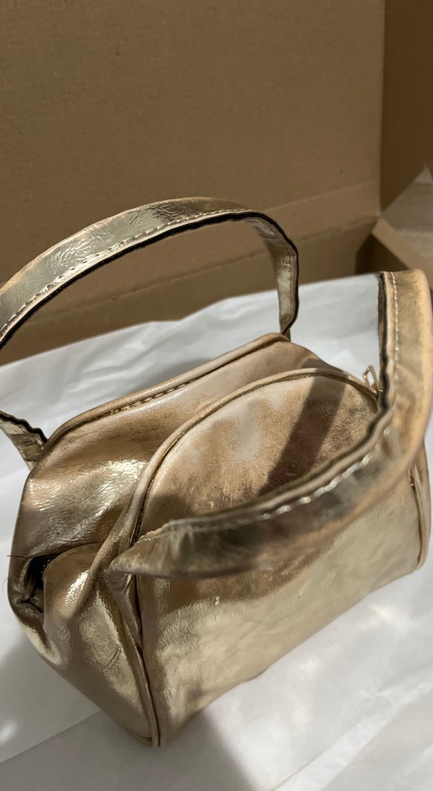 Altın Rengi Deri Kadın Çanta - Görsel 2