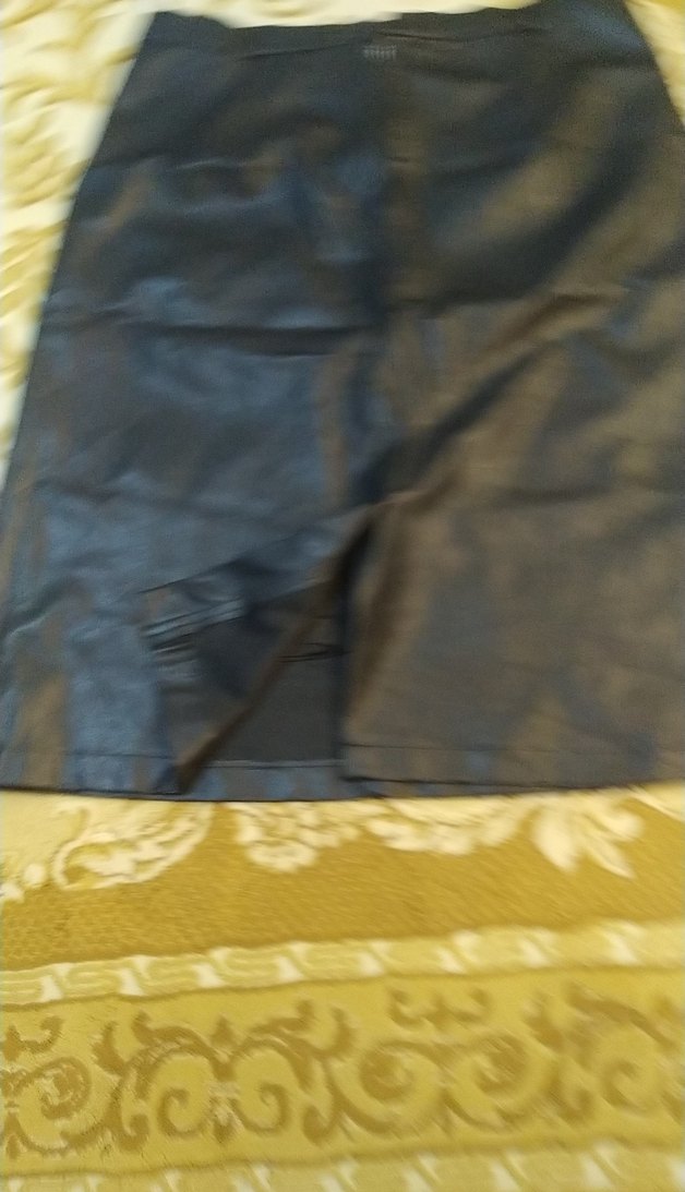 Kadın Siyah Deri Midi Kemerli Etek - Görsel 2