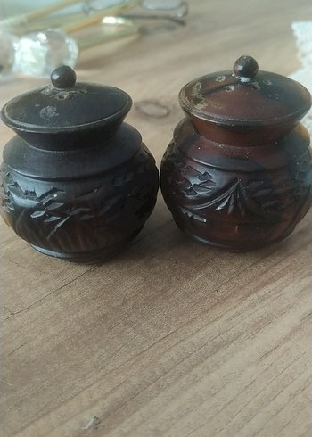Diğer Bohem tahta tuzluk ve biberlik