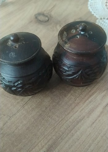 Bohem tahta tuzluk ve biberlik