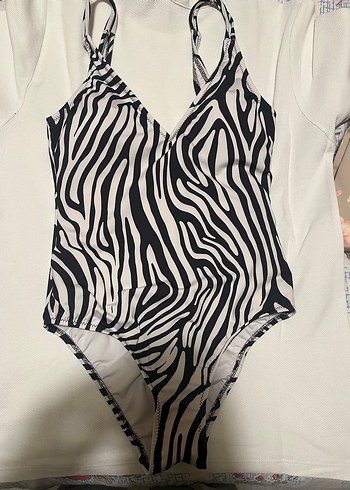 Zebra Desenli İnce Askılı Kadın Mayo - Görsel 2