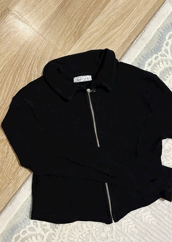 Fermuarlı Siyah Kadın Triko Kazak - Görsel 5