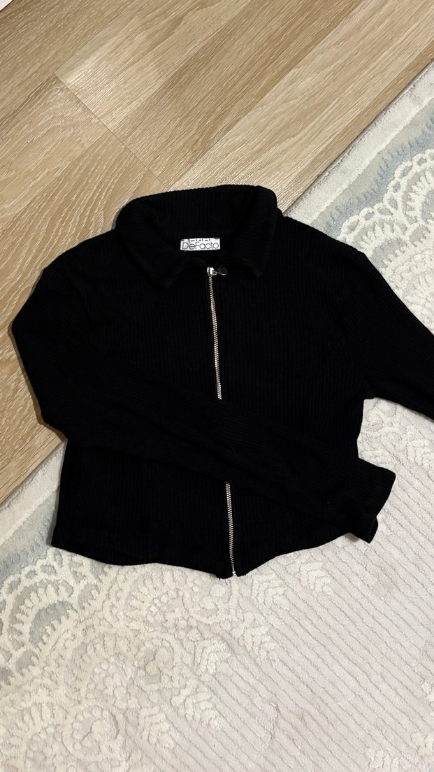 Fermuarlı Siyah Kadın Triko Kazak - Görsel 4