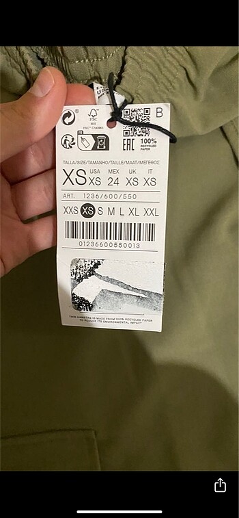 xs Beden Stradivarius kargo cepli pantolon