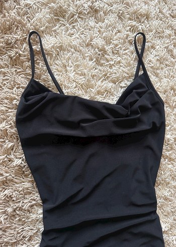 Siyah Drapeli Mini Elbise - Görsel 5