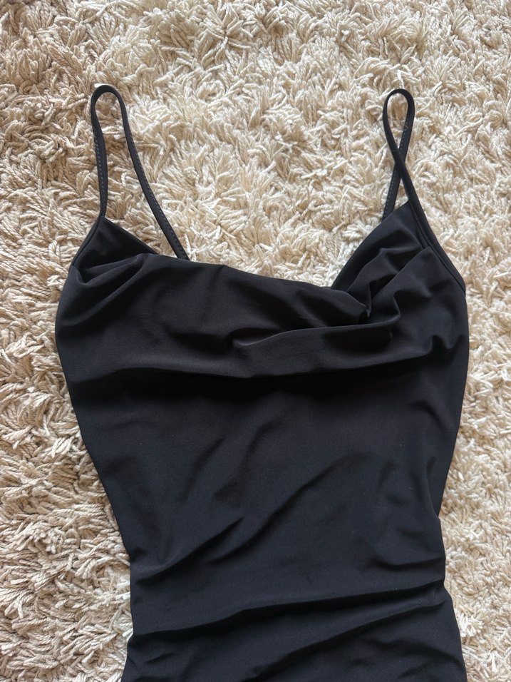 Siyah Drapeli Mini Elbise - Görsel 5