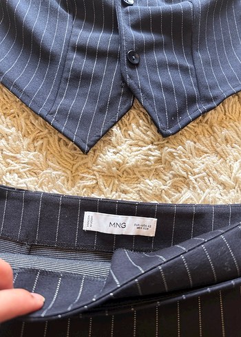 Düğmeli Çizgili lacivert Mini takım - Görsel 3