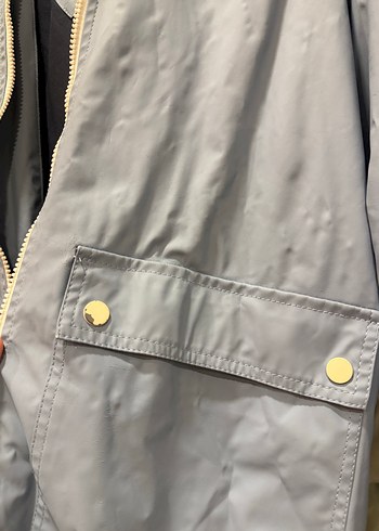 Mavi Midi Boy Rahat Kesim yağmurluk Ceket - Görsel 4