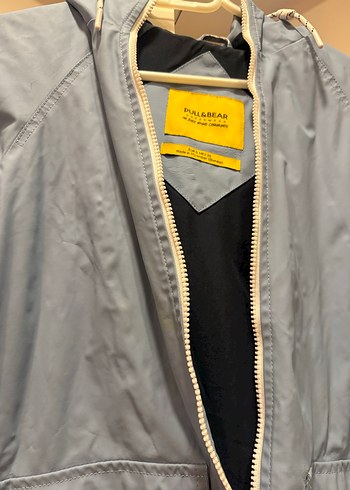 Mavi Midi Boy Rahat Kesim yağmurluk Ceket - Görsel 2