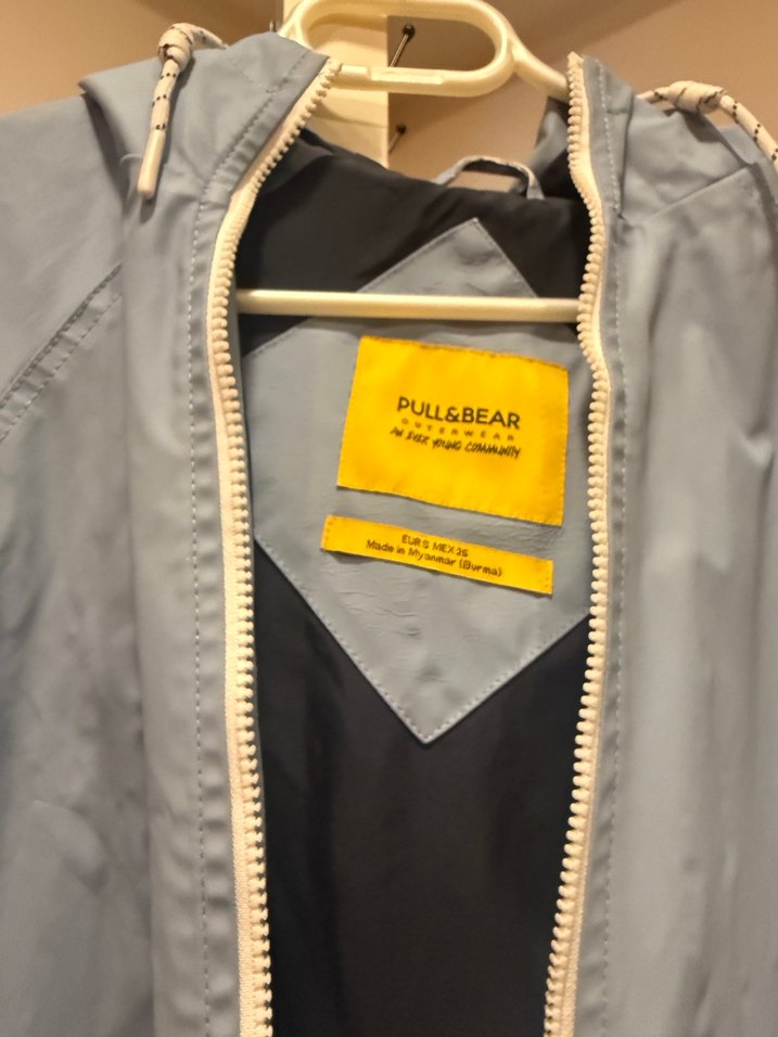 Mavi Midi Boy Rahat Kesim yağmurluk Ceket - Görsel 3