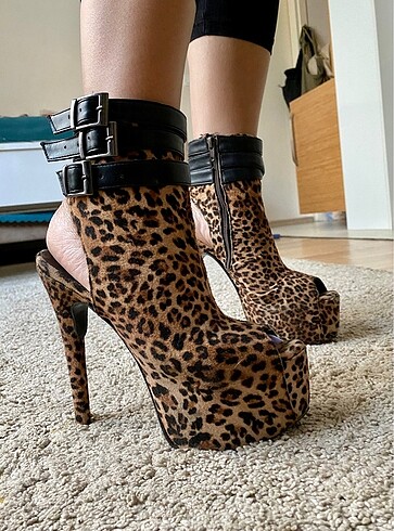 Zara Zara leopar desen topuklu