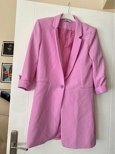 Pembe blazer ceket sonbaharlık
