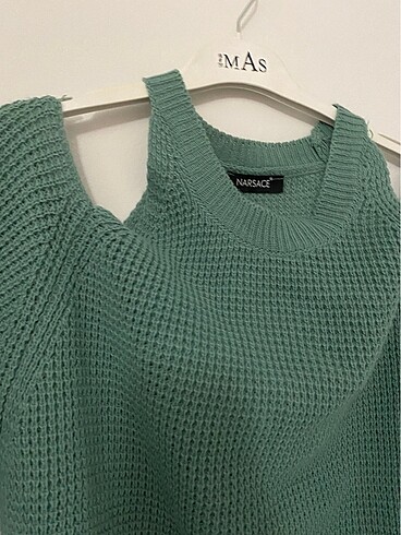 Trendyol & Milla Turkuaz cut out / pencere örme kazak