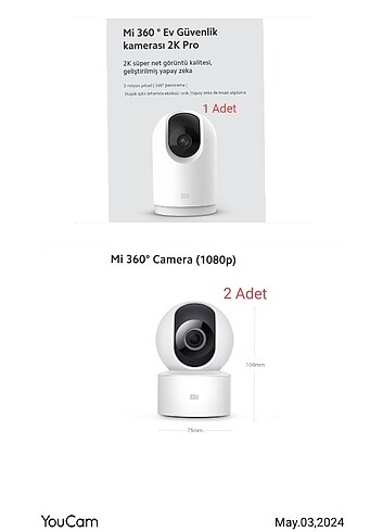 Xiaomi Güvenlik Kamerası-3 adet