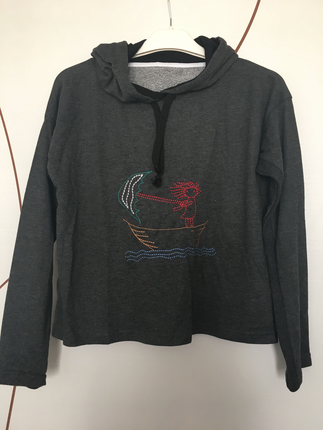 Koyu gri crop sweatshirt