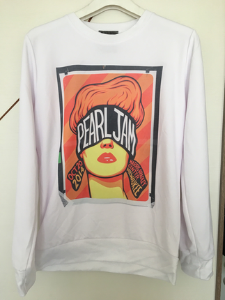 Beyaz retro sweatshirt