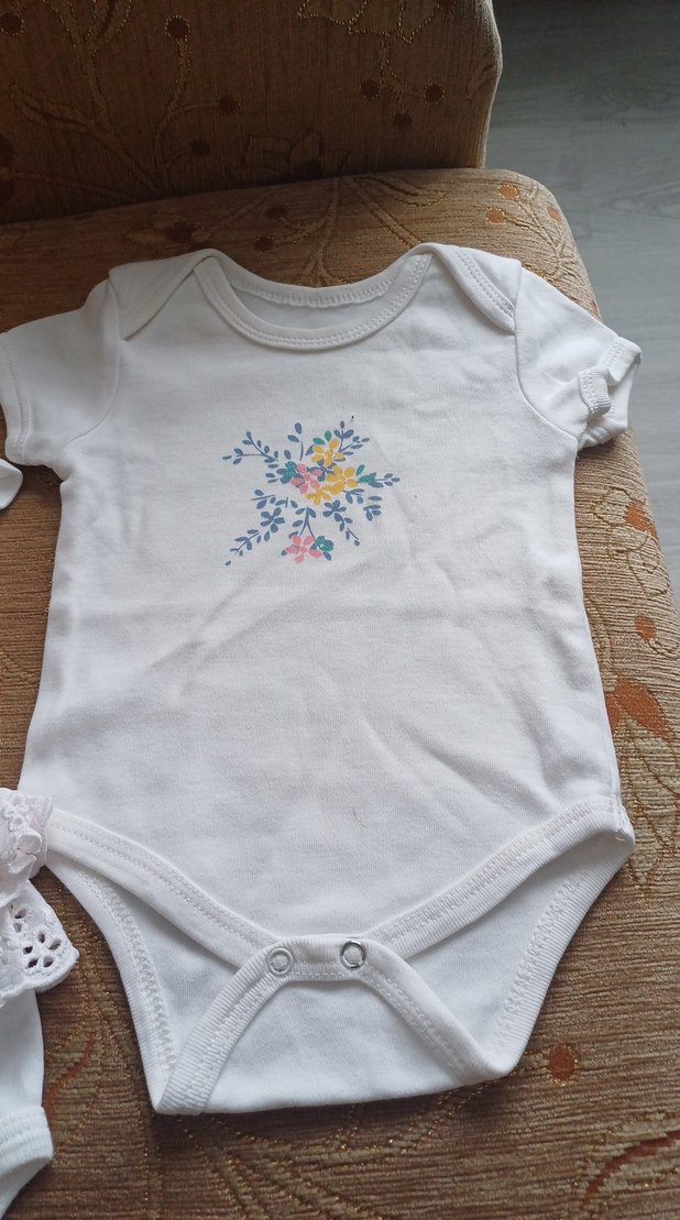 Nakışlı ve Dantelli Kız Bebek Kısa Kollu Body - Görsel 2