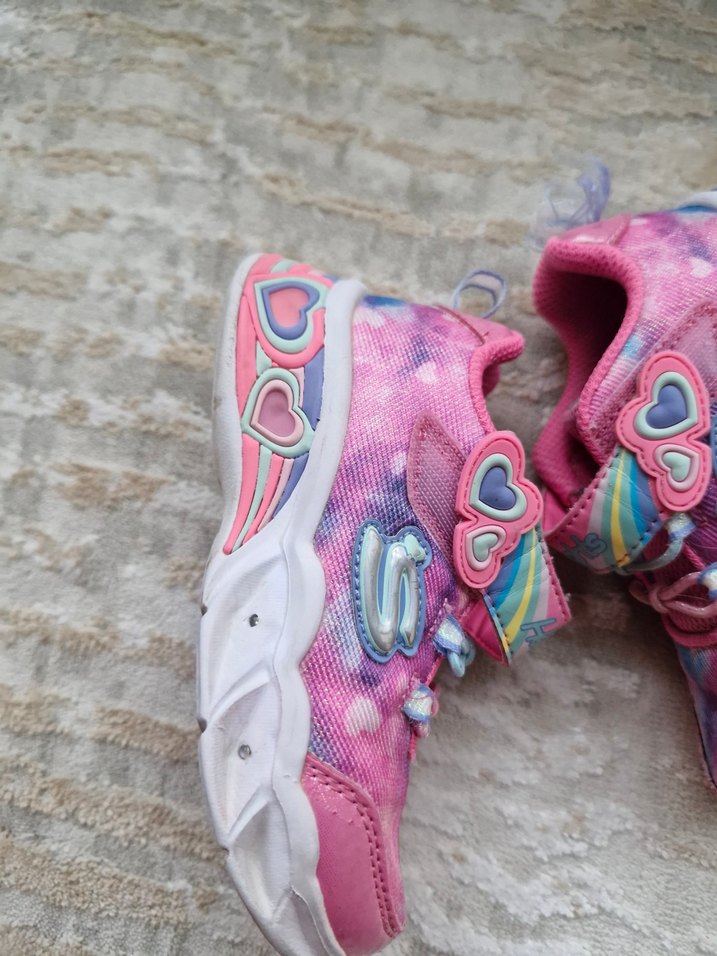 Kız Çocuk Pembe Batik Desenli Cırt Cırtlı Spor Ayakkabı - Görsel 5