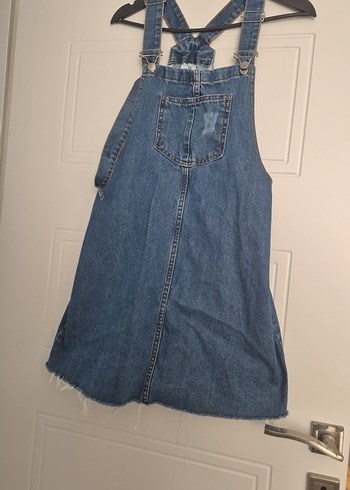 Mavi Denim Midi Salopet Elbise - Görsel 5