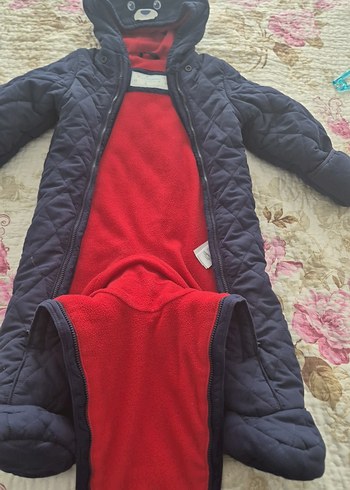 Kürklü Kapüşonlu Bebek Tulum - Lacivert - Görsel 4