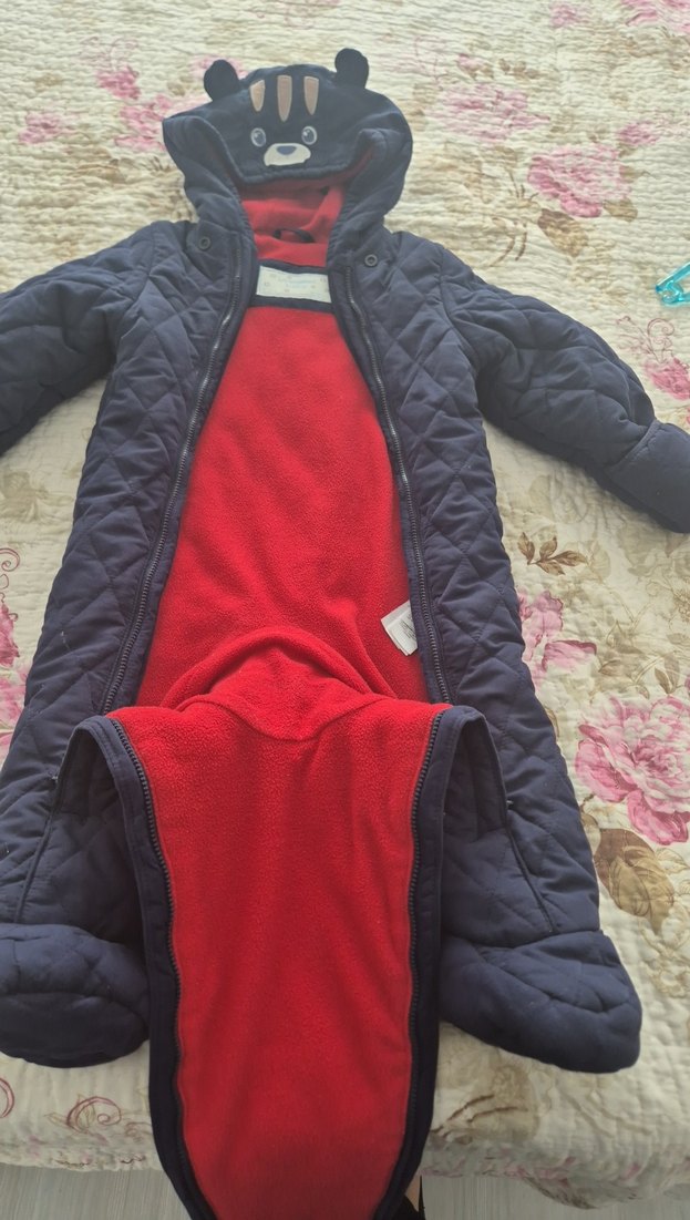 Kürklü Kapüşonlu Bebek Tulum - Lacivert - Görsel 4