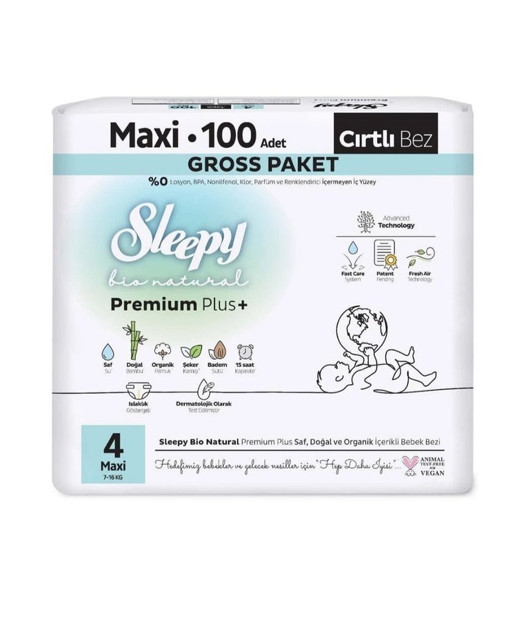 Sleepy Bio Natural (4) Maxi 100 Adet Bebek Bezi - Görsel 2