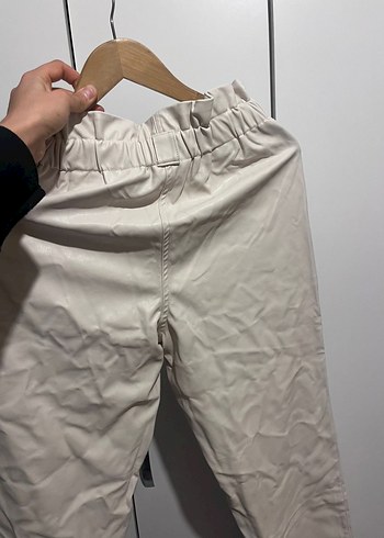 Kadın Bej Deri Kemerli Pantolon - Görsel 2