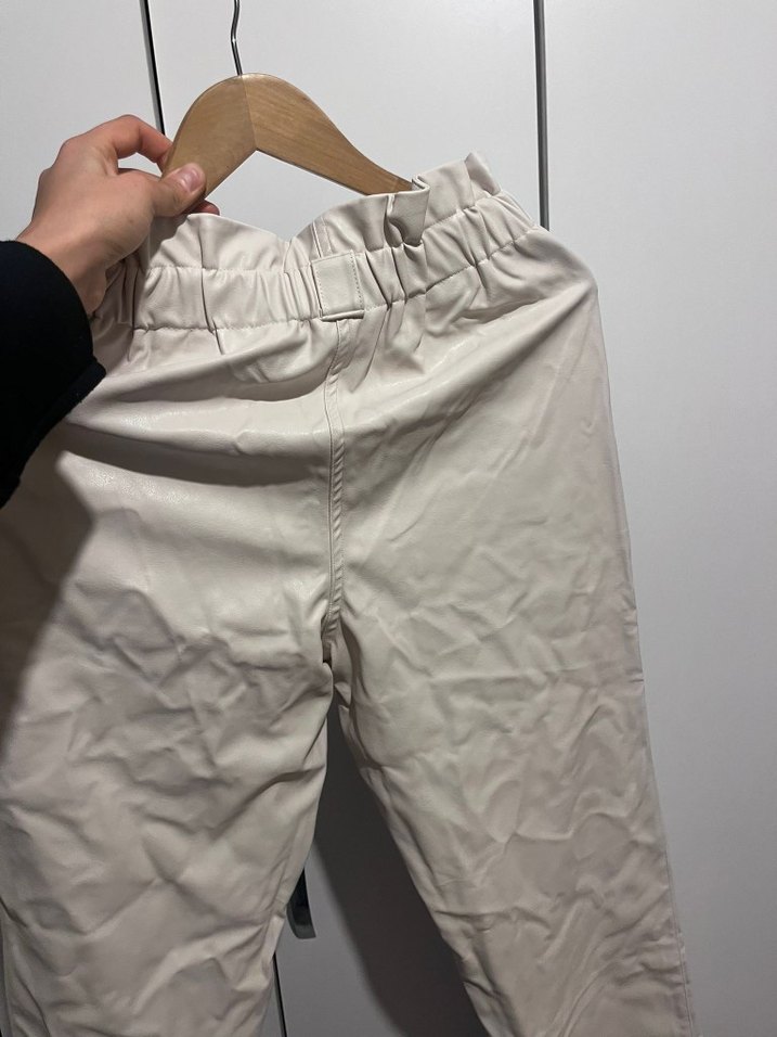 Kadın Bej Deri Kemerli Pantolon - Görsel 2